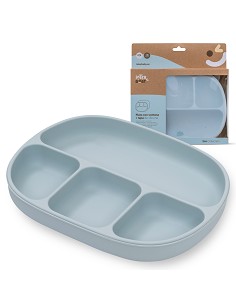 Plato Mas Tapa de Silicona Azul Grisaceo