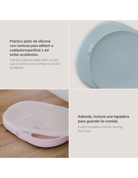 Plato Mas Tapa de Silicona Azul Grisaceo