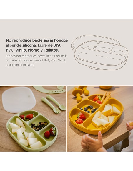 Plato Mas Tapa de Silicona Azul Grisaceo