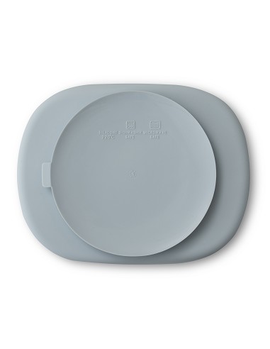Plato Mas Tapa de Silicona Azul Grisaceo