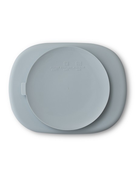 Plato Mas Tapa de Silicona Azul Grisaceo