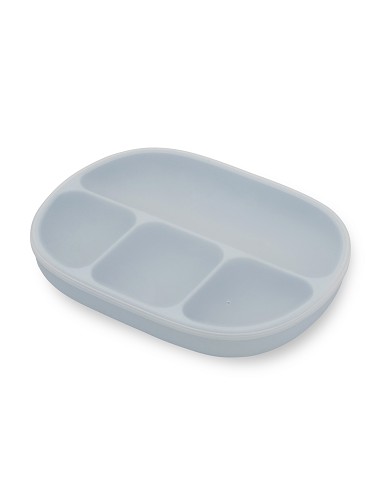 Plato Mas Tapa de Silicona Azul Grisaceo