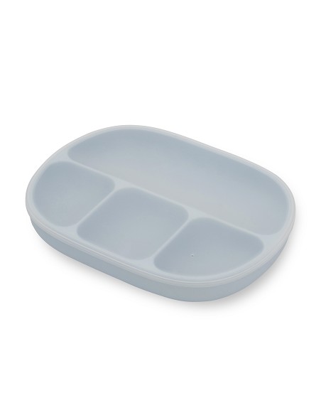Plato Mas Tapa de Silicona Azul Grisaceo