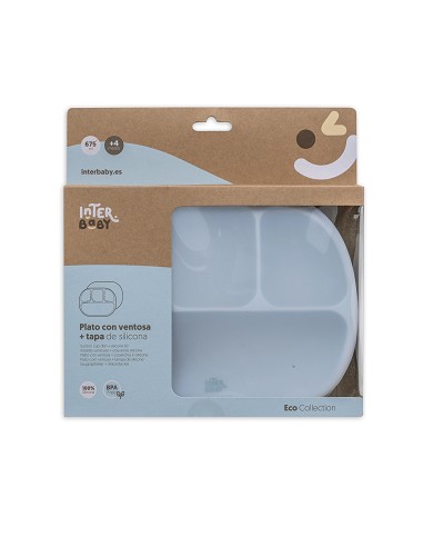 Plato Mas Tapa de Silicona Azul Grisaceo