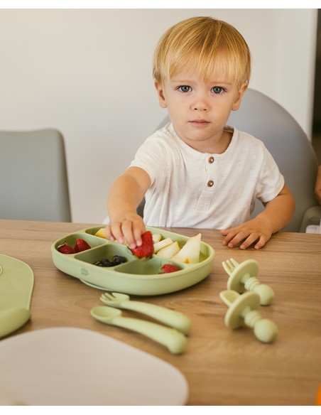 Plato Mas Tapa de Silicona Azul Grisaceo