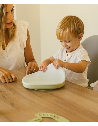 Plato Mas Tapa de Silicona Azul Grisaceo