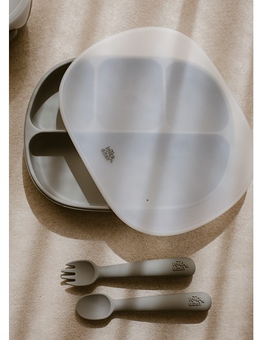 Plato Mas Tapa de Silicona Azul Grisaceo