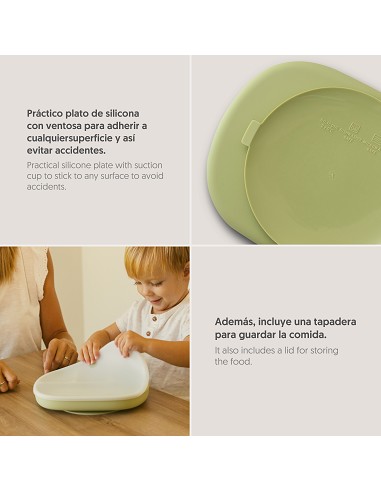 Plato Mas Tapa de Silicona Verde Oliva