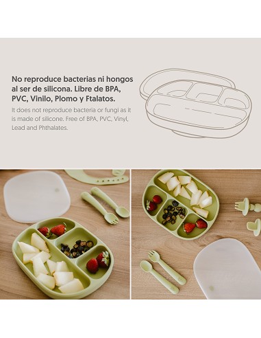 Plato Mas Tapa de Silicona Verde Oliva