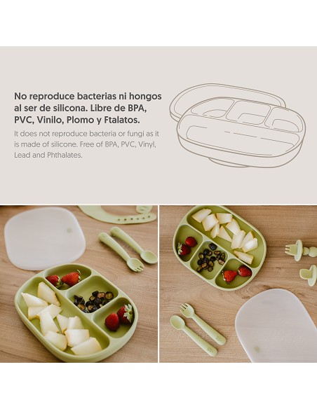 Plato Mas Tapa de Silicona Verde Oliva