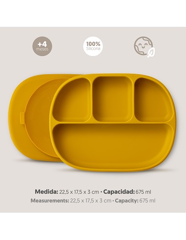 Plato Mas Tapa de Silicona Ocre Tierra