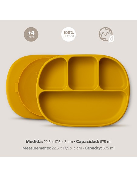 Plato Mas Tapa de Silicona Ocre Tierra