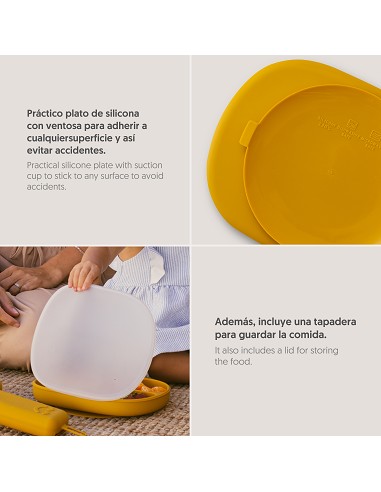 Plato Mas Tapa de Silicona Ocre Tierra