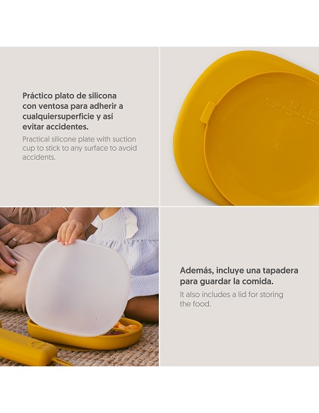 Plato Mas Tapa de Silicona Ocre Tierra