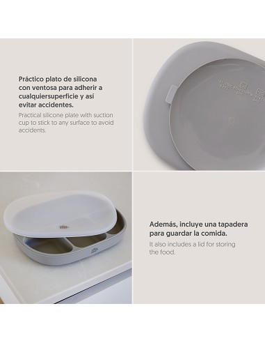 Plato Mas Tapa de Silicona Gris Petroleo