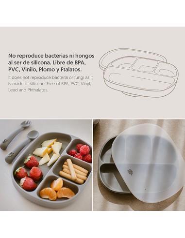 Plato Mas Tapa de Silicona Gris Petroleo