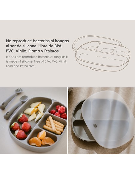 Plato Mas Tapa de Silicona Gris Petroleo