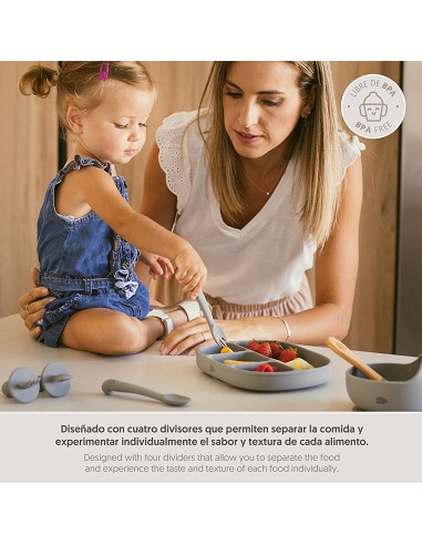 Plato Mas Tapa de Silicona Gris Petroleo