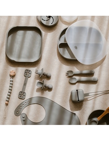 Plato Mas Tapa de Silicona Gris Petroleo