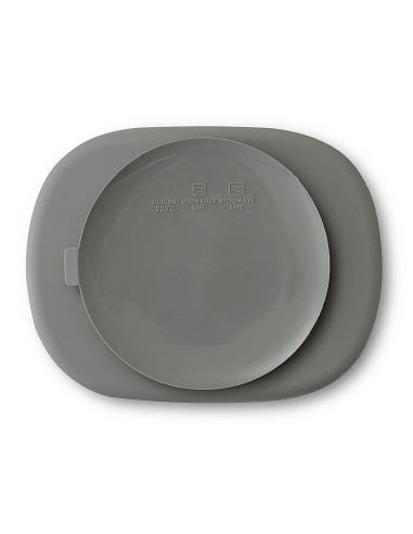 Plato Mas Tapa de Silicona Gris Petroleo