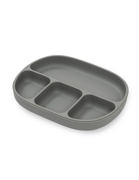 Plato Mas Tapa de Silicona Gris Petroleo