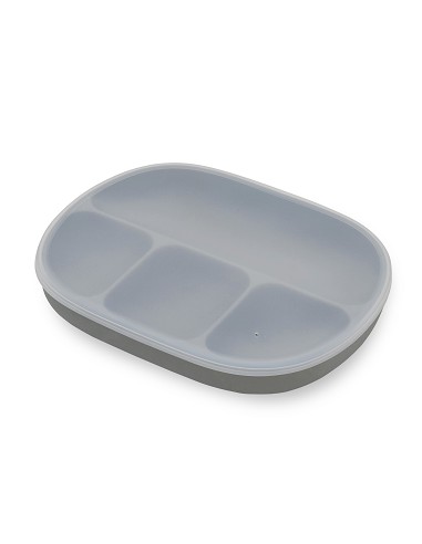 Plato Mas Tapa de Silicona Gris Petroleo