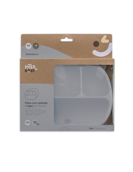 Plato Mas Tapa de Silicona Gris Petroleo