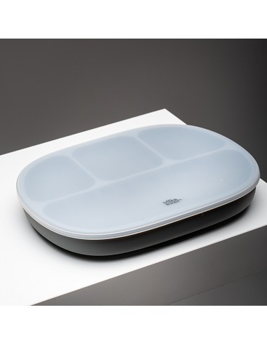 Plato Mas Tapa de Silicona Gris Petroleo