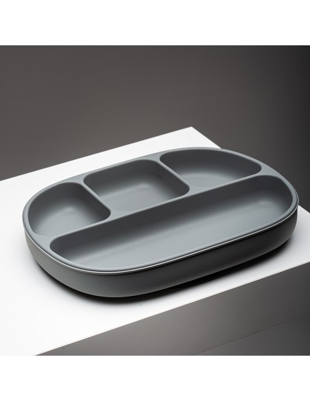 Plato Mas Tapa de Silicona Gris Petroleo