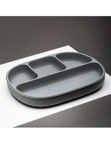 Plato Mas Tapa de Silicona Gris Petroleo