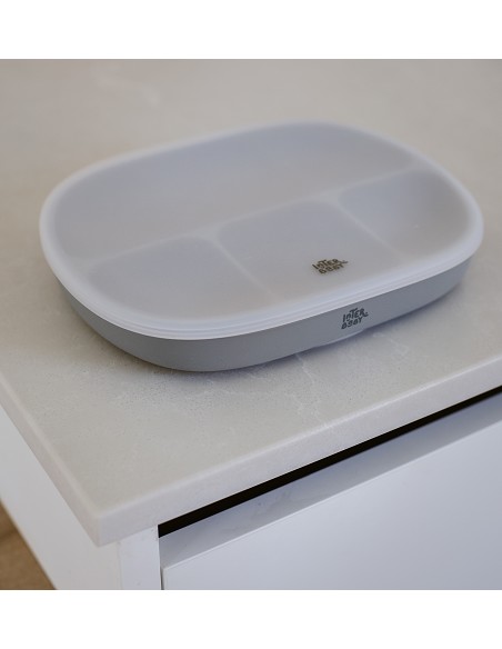 Plato Mas Tapa de Silicona Gris Petroleo