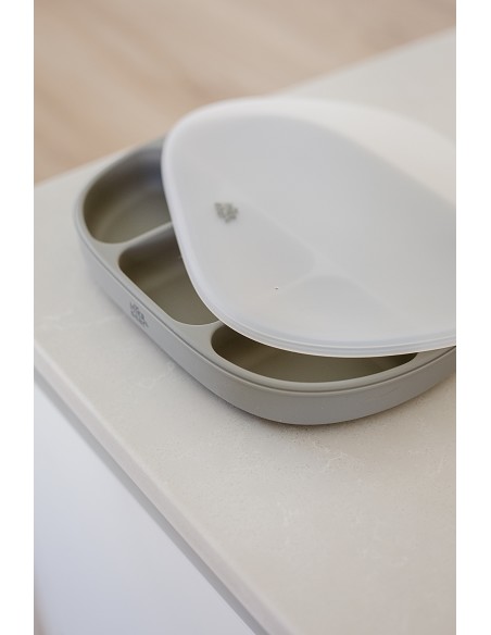 Plato Mas Tapa de Silicona Gris Petroleo