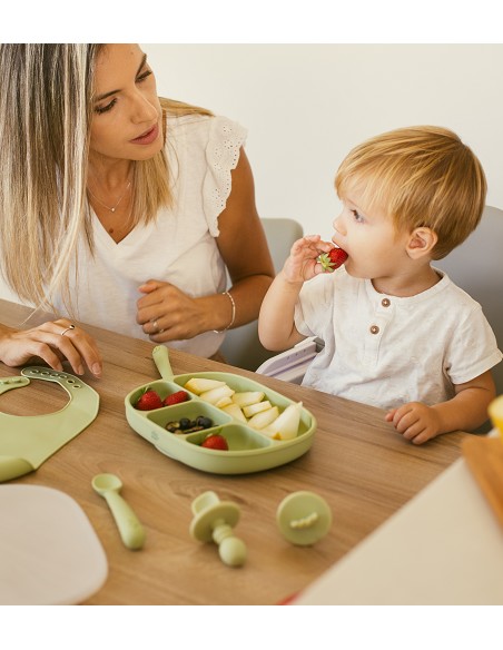 Plato Mas Tapa de Silicona Gris Petroleo
