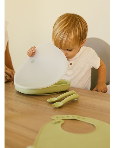 Plato Mas Tapa de Silicona Gris Petroleo