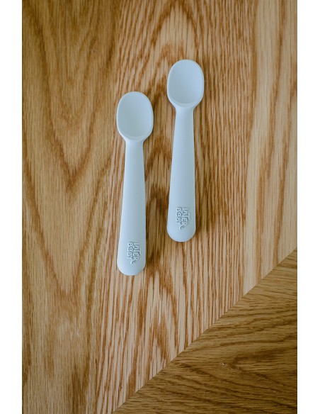 Cuchara y Tenedor de Silicona Azul Grisaceo