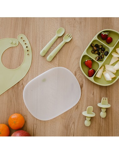 Cuchara y Tenedor de Silicona Verde Oliva