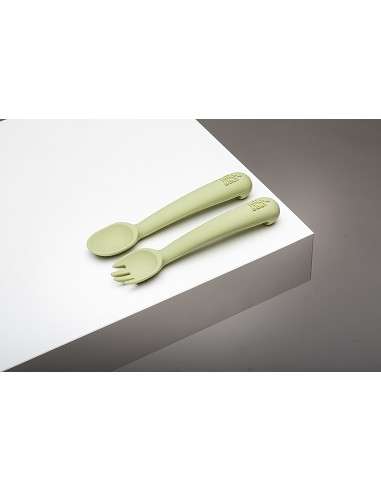 Cuchara y Tenedor de Silicona Verde Oliva