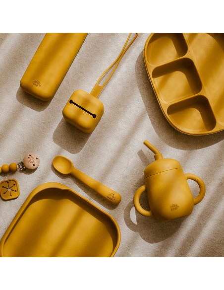 Cuchara y Tenedor de Silicona Ocre Tierra
