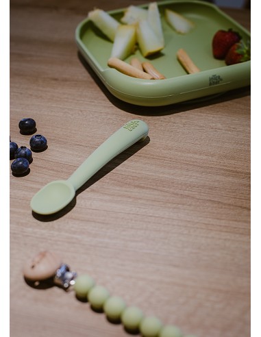 Cuchara y Tenedor de Silicona Gris Petroleo