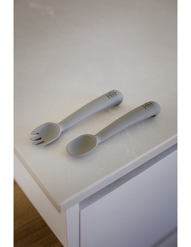 Cuchara y Tenedor de Silicona Gris Petroleo