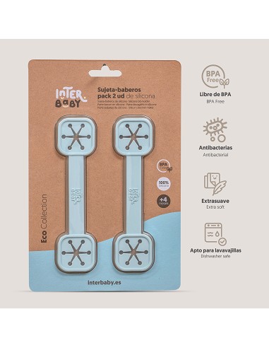 Sujeta Baberos Pack 2 Unds de Silicona Azul...