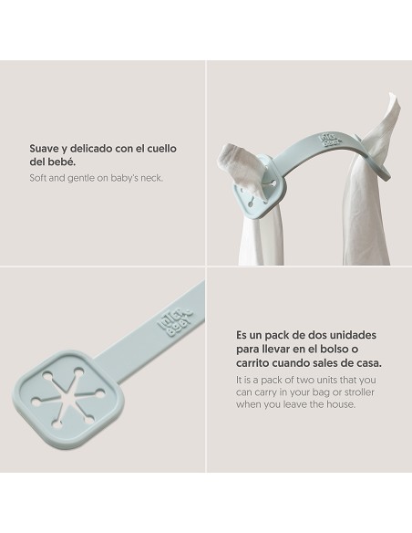 Sujeta Baberos Pack 2 Unds de Silicona Azul Grisaceo