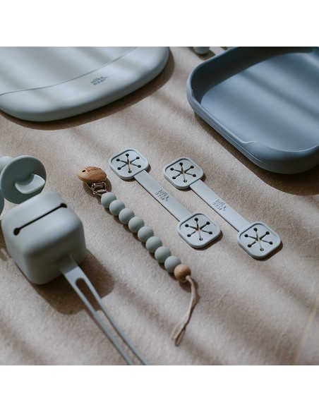 Sujeta Baberos Pack 2 Unds de Silicona Azul Grisaceo