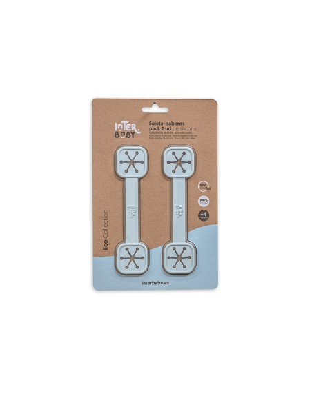 Sujeta Baberos Pack 2 Unds de Silicona Azul Grisaceo