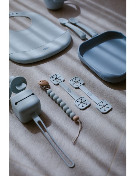 Sujeta Baberos Pack 2 Unds de Silicona Azul Grisaceo