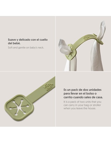 Sujeta Baberos Pack 2 Unds de Silicona Verde Oliva