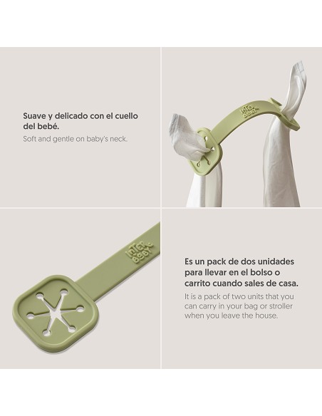 Sujeta Baberos Pack 2 Unds de Silicona Verde Oliva