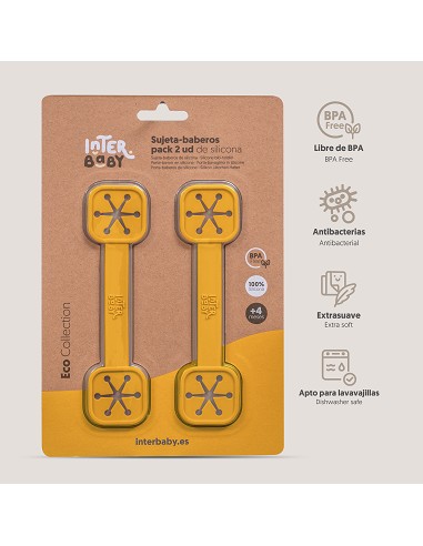 Sujeta Baberos Pack 2 Unds de Silicona Ocre Tierra