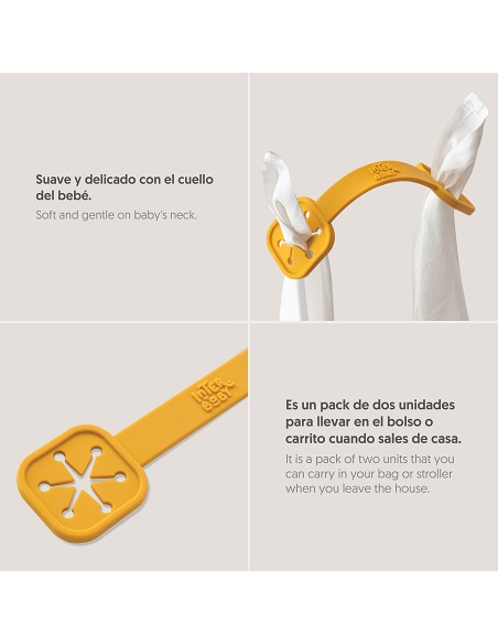 Sujeta Baberos Pack 2 Unds de Silicona Ocre Tierra