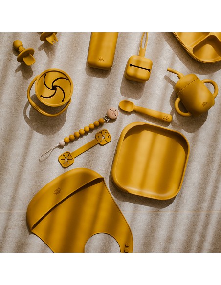 Sujeta Baberos Pack 2 Unds de Silicona Ocre Tierra